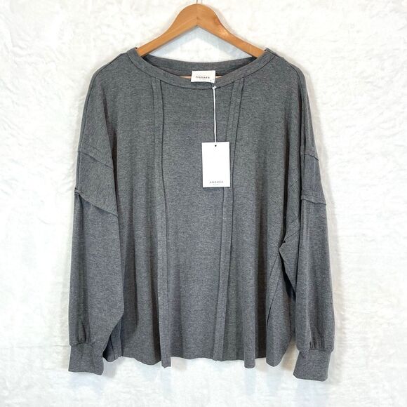 Andree by UNIT Top Gray Bat Wing Drop Long Sleeve New NWT Small Soft - Picture 1 of 6